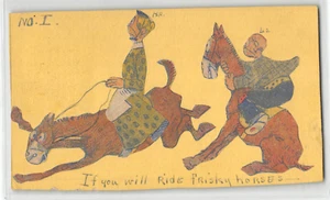 Ausgeschnittener Comic Handarbeit Volkskunst angenehmer Hain, ca. 1908 seltsame Vintage Postkarte selten - Bild 1 von 2