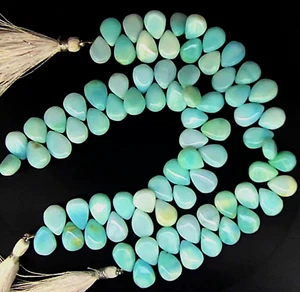 Natural Blue Opal Gemstone 14x10 mm Size Smooth Pear Shape Beads 8" Strand - Picture 1 of 5