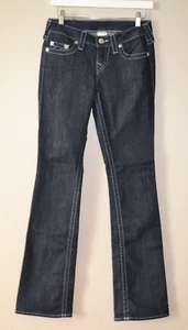 Jeans denim True Religion nuovo senza etichette donna 28x34 lavaggio scuro vita bassa elasticizzato bootcut - Foto 1 di 10