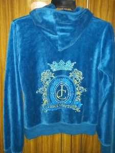 Vintage Juicy Couture Größe L (läuft klein) Velour Trainingsanzug Set blaugrün Made in USA - Bild 1 von 11