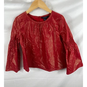 NWOT Nautica Girls metallic bell sleeve top L - Picture 1 of 2