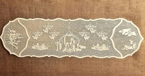 Ivory Nativity Scene 14" x 54" Lace Table Runner or Place Mat Livingroom - Picture 1 of 10