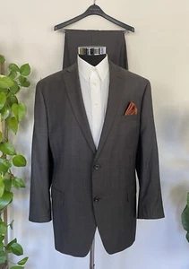 Michael Kors Mens Two Piece Brown Suit Wool Jacket Size 46R Dress Pants 40Wx28L - Picture 1 of 13