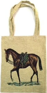 HORSE EQUESTRIAN TAPESTRY SHOPPING TOTE BAG, WOVEN & MADE IN FRANCE, 32CM X 41CM - Picture 1 of 4