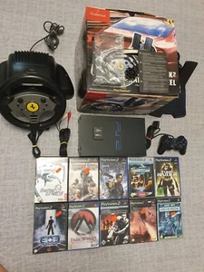 PlayStation 2 PS2 + 10 Spielen Scph-39004 + Controller Lenkrad Kabeln GETESTET - Bild 1 von 21