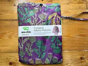 ECO CHIC Waterproof Foldable Compact Adult Poncho PURPLE THISTLE