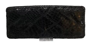 PORTAFOGLIO COBRA fatto a mano vera pelle di serpente nero con bordo LACCIATURA bifold portafogli - Foto 1 di 9