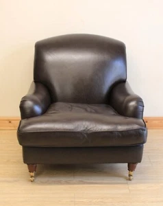 Laura Ashley Richmond Dark Brown Leather Armchair / Chair - Picture 1 of 5