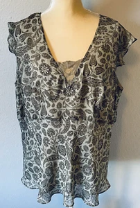 Camiseta sin mangas Rafaella para mujer talla 18W forrada floral cuello en V encaje sedoso - Imagen 1 de 9