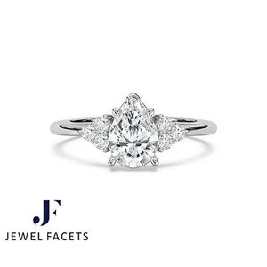Anillo de diamantes certificado IGI 1,41 tcw F/VS 14k oro corte pera creado en laboratorio - Imagen 1 de 4