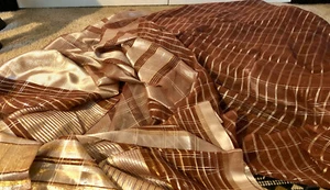 Vintage Silk Chiffon Saree Sari Gold and Silver Thread 44” X 240” - Picture 1 of 10