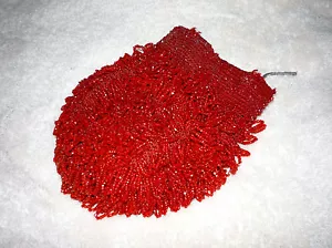 FLAPPER ROSSO PERLINE LACRIME GOCCIA PERLINE 1900 ARGENTO POCHETTE BORSETTA BORSA A MANO - Foto 1 di 7