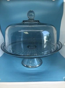 Anchor Hocking Canton Glas Bowle Schüssel Kuchen Set Teller Ständer Kuppel Abdeckung DUAL USE - Bild 1 von 3