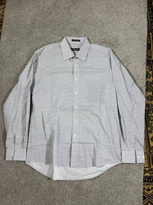 Pierre Cardin, Slim Fit, Large, Long Sleeve Button Down White/Black Box Design - Image 1 of 4