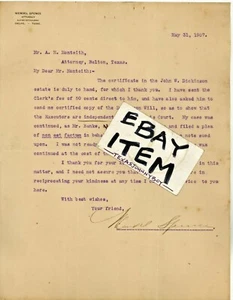 1907 LETTERHEAD Dallas Texas ABOGADO abogado abogado WENDEL SPENCE - Imagen 1 de 1