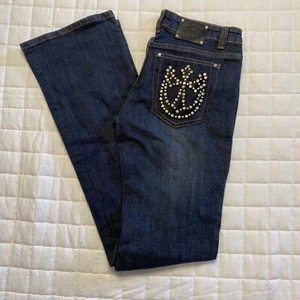 KATYDID Collection SZ 9 RHINESTONE EMBELLISHED BOOT CUT BLUE JEANS - Picture 1 of 8