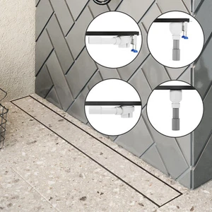 Aquabad® SDS Schwarzmatte Edelstahl Duschrinne mit befliesbarer Blende & Siphon - Bild 1 von 51