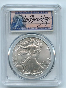 2025 $1 American Silver Eagle PCGS MS70 FS Leonard Buckley 1 of 500 - Picture 1 of 2