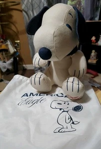 New American Eagle Snoopy Plush Dust Bag limited edition NWT Denim Stuffed Cloth - Picture 1 of 9