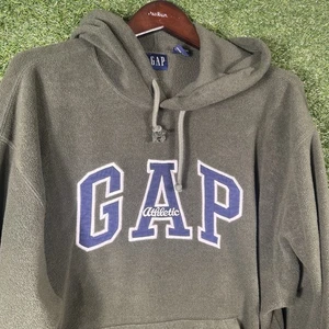 Vintage GAP Hoodie Mens Large Green Arch Spell out Logo Fleece - Picture 1 of 10