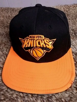 New York Knicks Adidas NBA Hat Youth Adjustable Size Snapback Flourescent Orange - Image 1 of 4