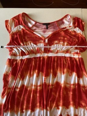 daisy fuentes top large TIE DYED orange & White Sleeveless High Waisted - Image 1 of 4