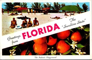Vintage Florida Postkarte Grüße aus Florida Sunshine State Orangen Made USA - Bild 1 von 2