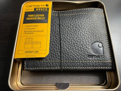 Carhartt Pebble Leather Passcase Wallet Black WW0210 New with Tags - Dented Tin - Image 1 of 3