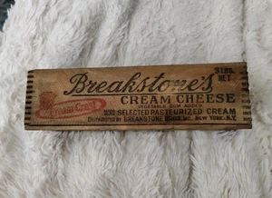Vintage Breakstone’s 3 lb Cream Cheese Box - Dovetail Wood Crate Dairy - Picture 1 of 8