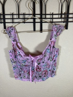 Victoria’s Secret Dream Angels Mauve Pink Lace/Satin Floral Corset Bra Size M/ - Image 1 of 4