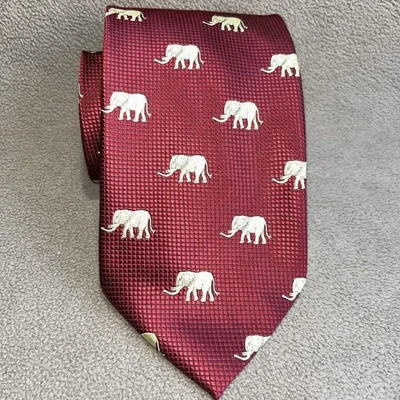 Corbata larga de seda Hugo Boss para hombre elefantes dorados corbata texturizada roja carmesí Foto 1 de 4
