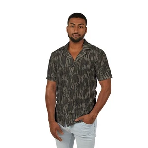 Men's Camo Button Up, Hawaiian Style - Picture 1 of 25