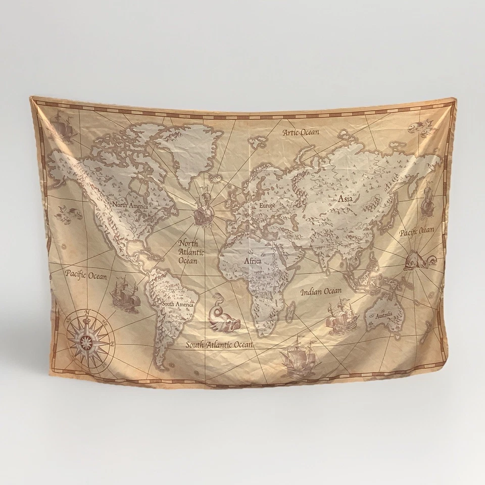 World Map Tapestry Wall Hanging Cloth Fabric 40x60 Inch World Map Wall Art - Image 1 of 1