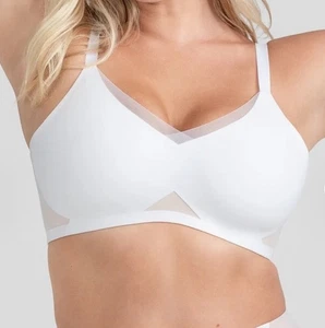 HONEYLOVE White CROSSOVER BRA Wire-free Molded Removable Cup Smoothing XL + - Picture 1 of 12
