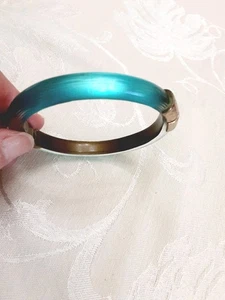 Alexis Bittar Hinged Blue Lucite Bangle Bracelet READ - Picture 1 of 8