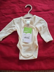 ALANA Langarm-Wickelbody aus Bio-Wolle und Seide Natur GR.50/56 - Bild 1 von 1