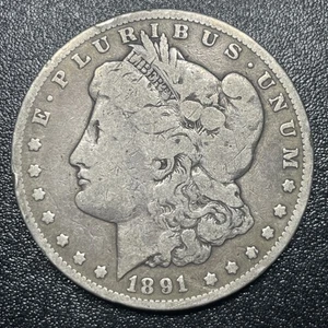 Moneda de dólar de plata Morgan 1891 CC $1 en muy buen estado fecha clave - Imagen 1 de 2