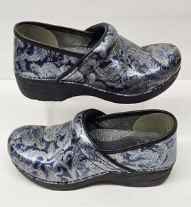 DANSKO XP 2.0 Womens Sz. EU 39 (US 8/8.5M) Blue Paisley Print Slip On Clog Shoes - Picture 1 of 8