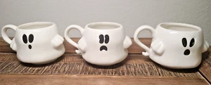 Three New Stackable Ceramic 12 oz Halloween Ghost Coffee Cocoa Tea Mugs Cups - Picture 1 of 18