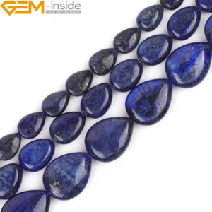 Cuentas de goteo de lapislázuli azul natural 15" 8 mm 10 mm 12 mm 14 mm piedra fabricación de joyas - Imagen 1 de 25