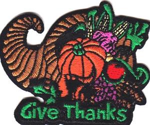 GIVE THANKS Bügelbild Aufnäher Thanksgiving Holiday  - Bild 1 von 2