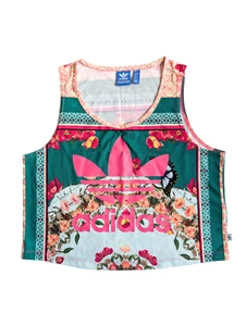 Adidas Originals Cropped Top Womens Size 16 Floral Pattern Multicoloured F78442 - Picture 1 of 13