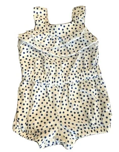 6-9M First Impressions Play White with Blue Polka Dots Sleeveless Ruffle One Pie - Picture 1 of 7