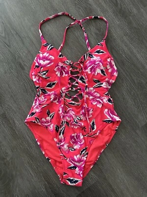 Traje de baño floral de una pieza Xhiliation talla mediana colores brillantes nuevo sin etiquetas Foto 1 de 4
