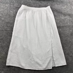 J Crew Skirt Womens Small White Gauzy Cotton Midi Side Slit Beachy Travel BY506 - Picture 1 of 9