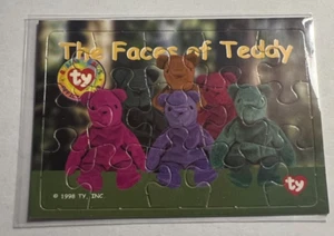 The Faces of Teddy - 1998 TY Beanie Baby Puzzle Card - Picture 1 of 2