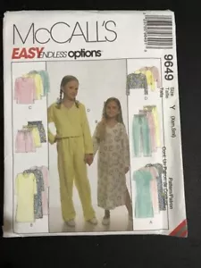 #9649 McCalls Girls pajamas NIGHTGOWN sewing pattern XS-S UNCUT - Picture 1 of 4