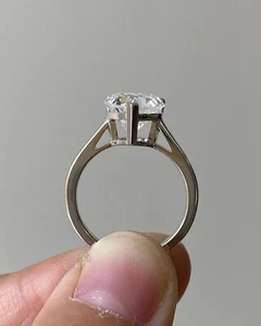 2 Ct Heart Cut D/VVS1 Moissanite Solitaire Engagement Ring 14k White Gold Plated - Picture 1 of 5