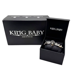 KING BABY Skull Cross Bracelet Sterling Silver Heavy 9” With Original Box - Picture 1 of 9