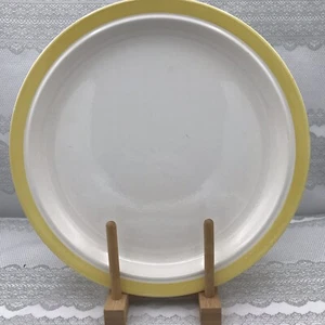 Vtg USA Large Pottery Plate 4pc Set With Yellow Trim 11.5” - Picture 1 of 6